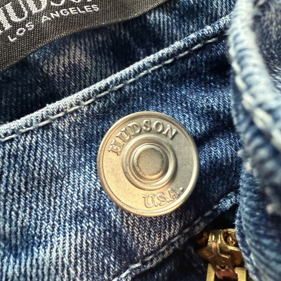 Hudson Remi High Rise Straight Crop Jeans Oceanview Distressed Frayed Hem - Picture 4 of 9